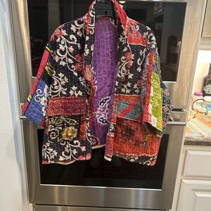 Artisanal Multicolor Patchwork Kantha Kimono Jacket